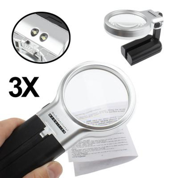 Multifunction 3X Handheld & Hands Free Magnifier with 2 LED Lights
