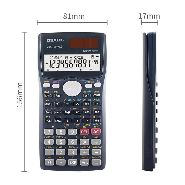 OSALO OS-991MS 10+2 Digits Double Line Display Multi-functional Student Function Scientific Calculator Solar Energy Dual Power Calculator