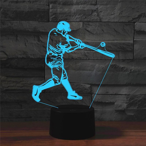 Playing Baseball Shape 3D Colorful LED Vision Light Table Lamp, 16 Colors Remote Control Version