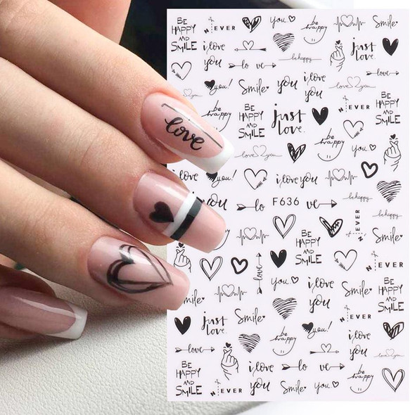 10 PCS Cartoon Heart Letters Comic Character Nail Art Sticker 3D Adhesive Nail Stickers(F640)