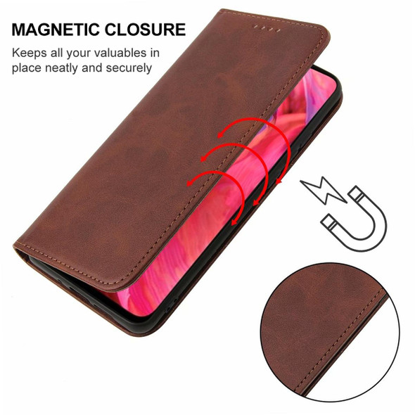 OPPO A74 5G Magnetic Closure Leather Phone Case(Brown)