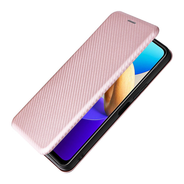 vivo Y22s / Y35 Carbon Fiber Texture Leather Phone Case(Pink)