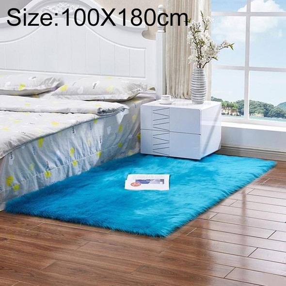 Luxury Rectangle Square Soft Artificial Wool Sheepskin Fluffy Rug Fur Carpet, Size:100x180cm(Dark Blue)