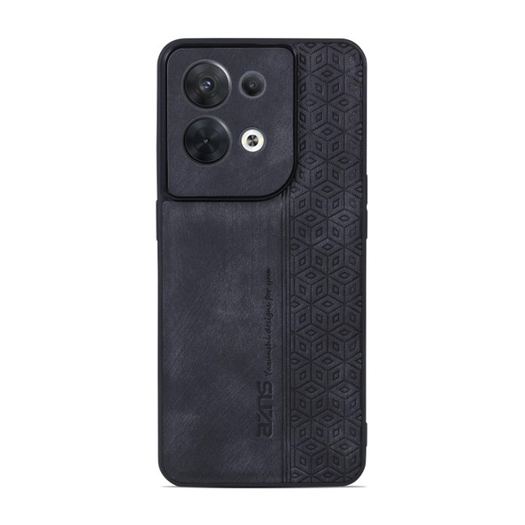 OPPO Reno8 AZNS 3D Embossed Skin Feel Phone Case(Black)