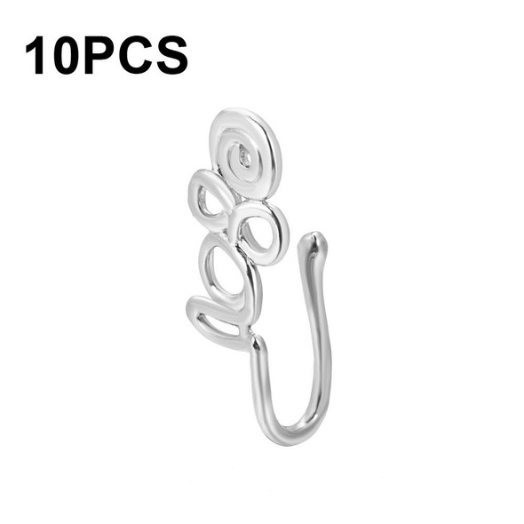 10 PCS U-shaped Nose Clip Copper Inlaid With Zircon Nose Decoration, Color: G-374 Silver