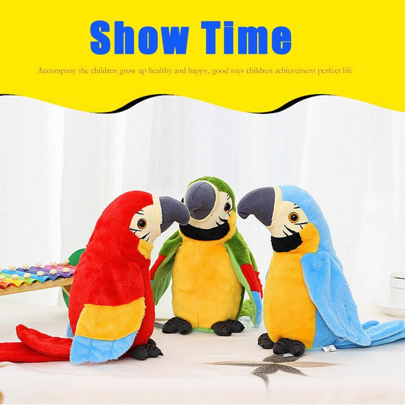 Plush Toy Parrots Recording Talking Parrots Will Twist the Fan Wings Children Toys, Size:Height 18cm(Red)