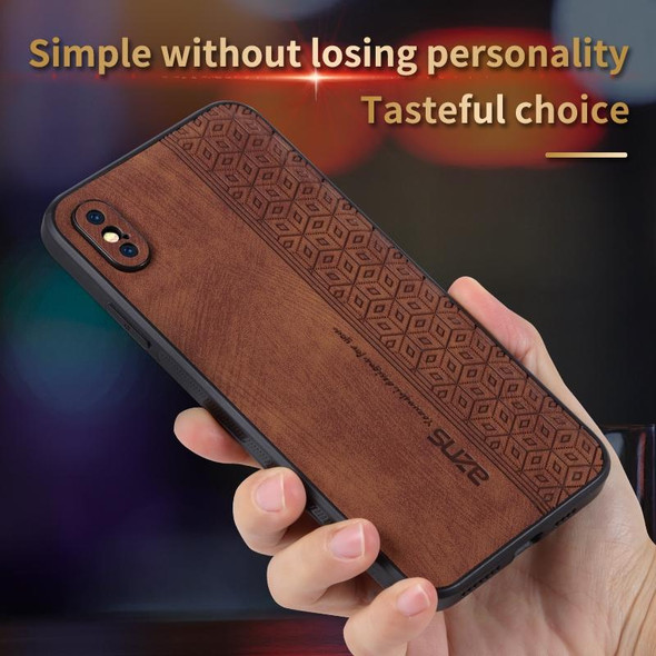 iPhone XR AZNS 3D Embossed Skin Feel Phone Case(Brown)