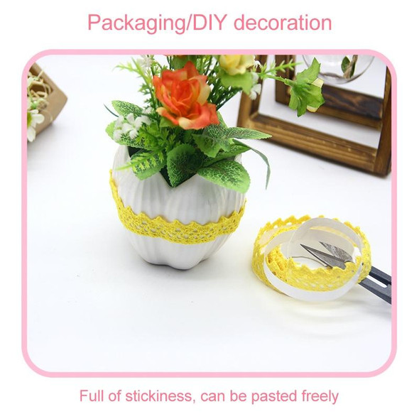 5 PCS Cotton Lace Fabric White Crochet Lace Roll Ribbon Knit Adhesive Tape Sticker Craft Decoration Stationery Supplies(Dark Pink)