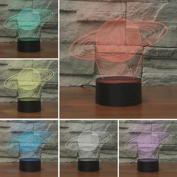 Saturn Shape 3D Colorful LED Vision Light Table Lamp, Crack Remote Control Version