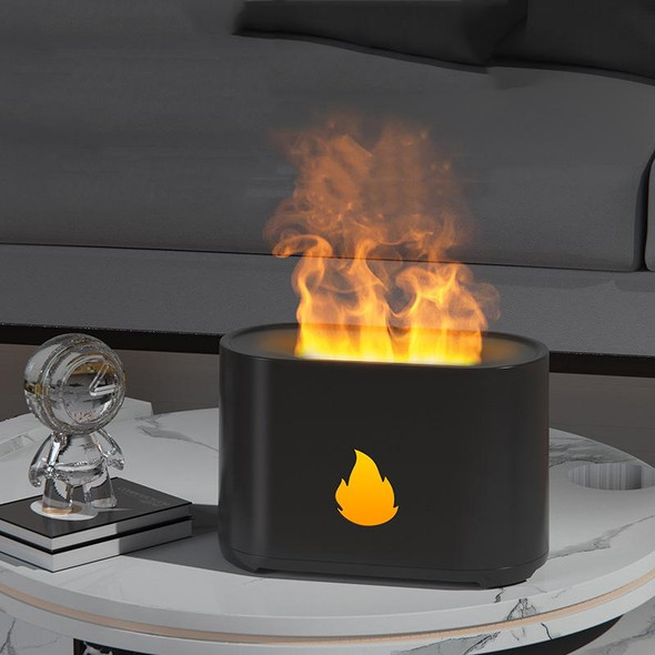 200ML Simulation Flame Aromatherapy Diffuser Humidifier Ultrasonic Air Purifier(Black)