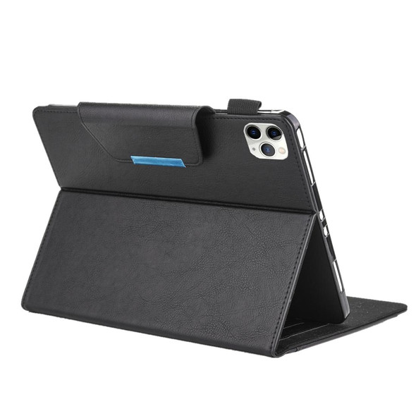 iPad Pro 11 (2020) & (2018) Big Metal Button Business Tablet PC Protective Leather Case with Bracket & Card Slot & Photo Holder & Wallet(Black)