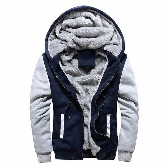 Winter Parka Men Plus Velvet Warm Windproof Coats Large Size Hooded Jackets, Size: 4XL(Blue)