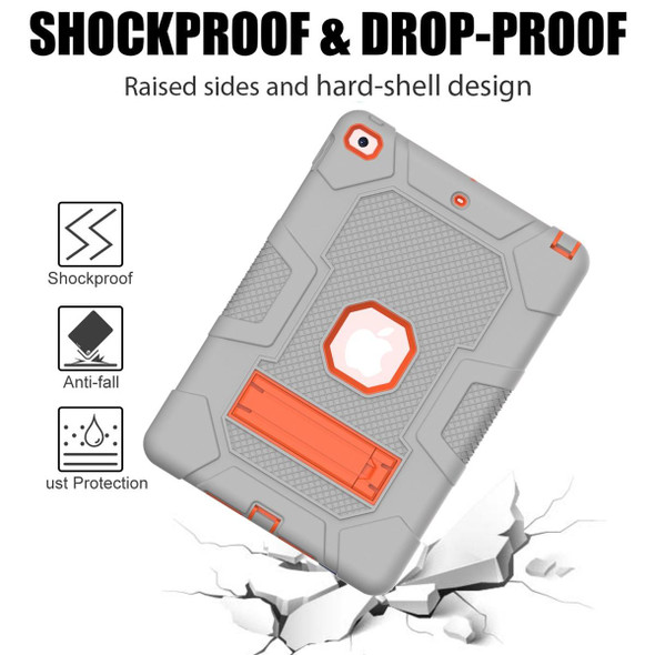 Contrast Color Robot Shockproof Silicone + PC Protective Case with Holder - iPad 10.2 2021 / 2020 / 2019(Grey Orange)