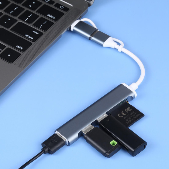 A-807 5 in 1 USB 3.0 and Type-C / USB-C to USB 3.0 HUB Adapter Card Reader