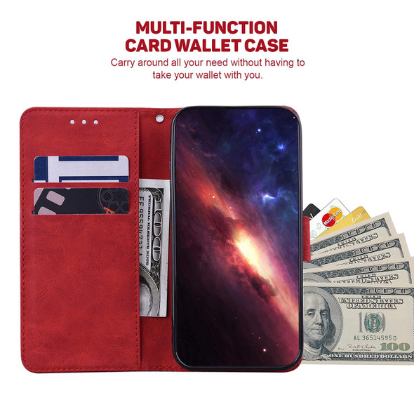 Asus Zenfone 9 Geometric Embossed Flip Leatherette Phone Case(Red)