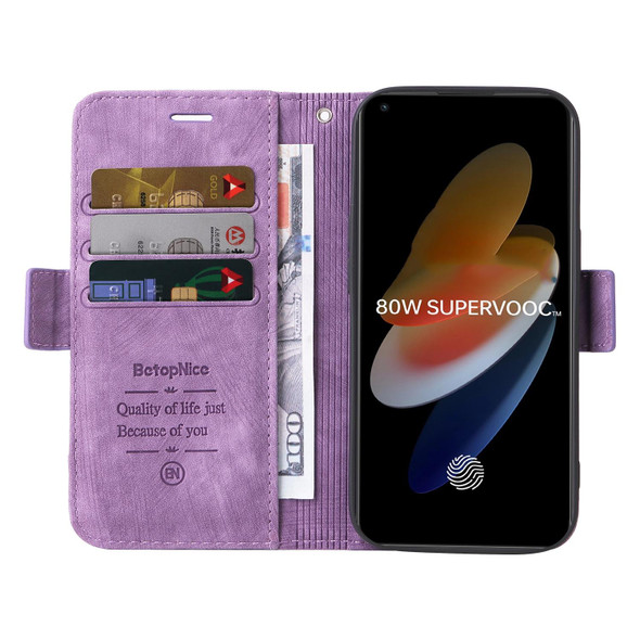 OPPO Reno8 5G Global BETOPNICE Dual-side Buckle Leather Phone Case(Purple)