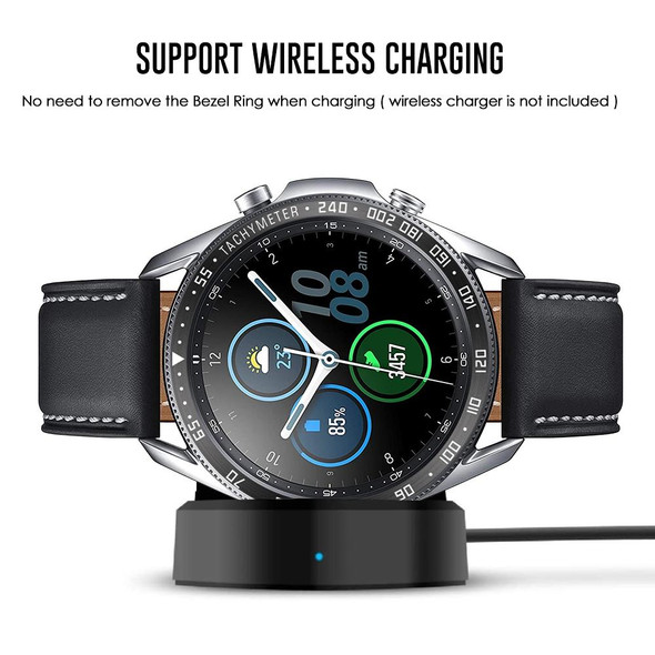 Samsung Galaxy Watch 3 45mm Smart Watch Steel Bezel Ring, E Version(Black Ring White Letter)