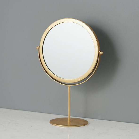 Desktop Makeup Mirror Simple Portable Mirror Rotating Dressing Mirror,Style: Gold High Model