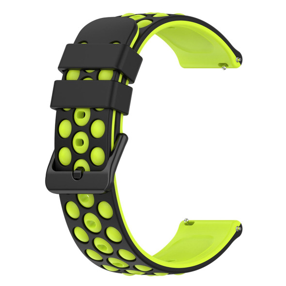 Samsung Gear S3 Frontier 22mm Two-Color Porous Silicone Watch Band(Black+Lime Green)