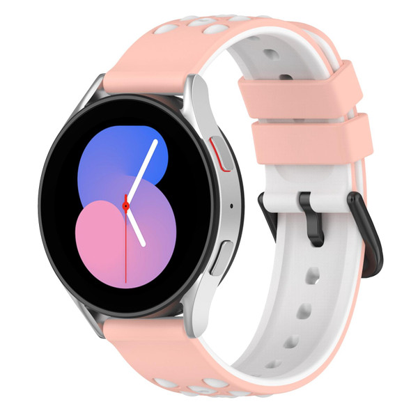 Xiaomi MI Watch Color 2 22mm Two-Color Porous Silicone Watch Band(Pink+White)