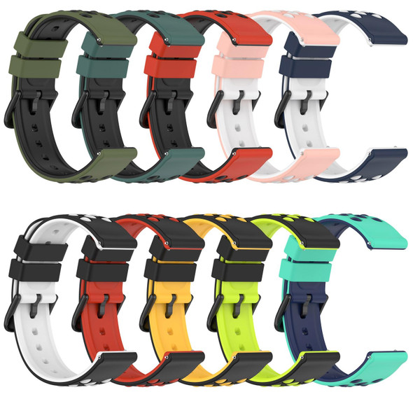 Xiaomi MI Watch S1 22mm Two-Color Porous Silicone Watch Band(Lime Green+Blue)