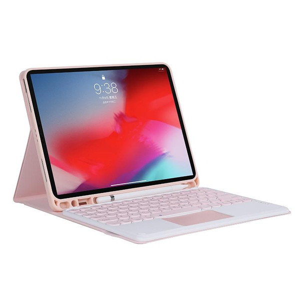 YT11B-A 2021 Detachable Candy Color Skin Texture Round Keycap Bluetooth Keyboard Leather Tablet Case with Touch Control & Pen Slot & Stand - iPad Pro 11 (2021)(Pink)