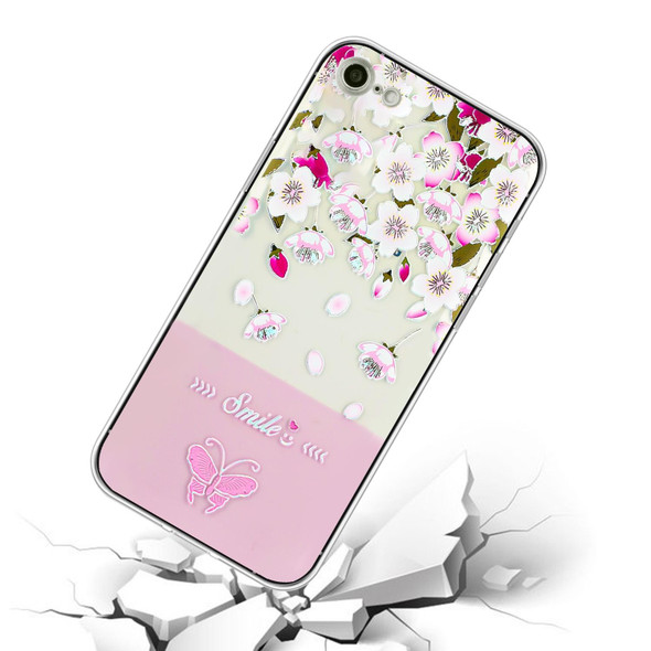 iPhone SE 2022 / SE 2020 / 8 / 7 Bronzing Butterfly Flower TPU Phone Case(Peach Blossoms)