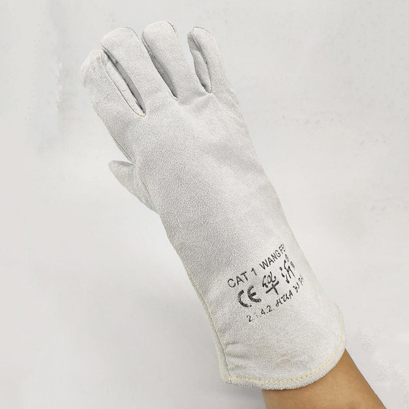 246# Wear-Resistant Full Two-layer Leatherette Insulation Gloves High Temperature Welding Welder Gloves Leatherette Work Protection, Size: 34*16cm