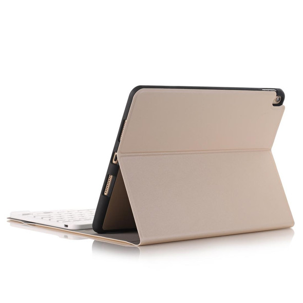 A09B Bluetooth 3.0 Ultra-thin ABS Detachable Bluetooth Keyboard Leatherette Tablet Case for iPad Air / Pro 10.5 inch (2019), with Pen Slot & Holder (Gold)