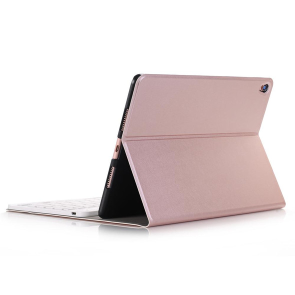 A09 Bluetooth 3.0 Ultra-thin ABS Detachable Bluetooth Keyboard Leatherette Tablet Case for iPad Air / Pro 10.5 inch (2019), with Holder (Rose Gold)