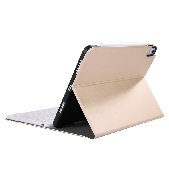 A11B Bluetooth 3.0 Ultra-thin ABS Detachable Bluetooth Keyboard Leatherette Tablet Case for iPad Pro 11 inch 2018, with Pen Slot & Holder (Gold)