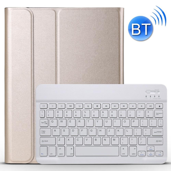 A11 Bluetooth 3.0 Ultra-thin ABS Detachable Bluetooth Keyboard Leatherette Tablet Case with Holder for iPad Pro 11 inch 2021 (Gold)