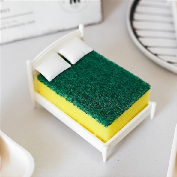 2 Sets Creative Kitchen Scouring Pad Sponge Wipe Bed Shape Storage Rack Set