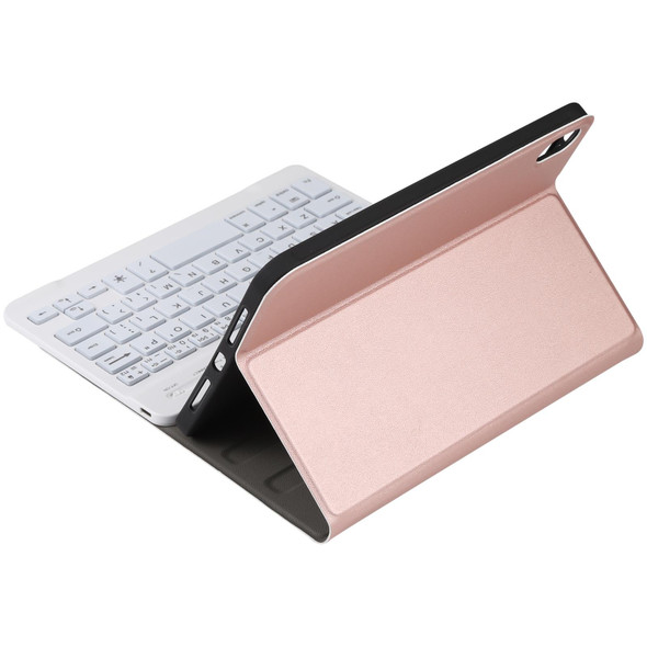 A06S Detachable Lambskin Texture Ultra-thin TPU Backlight Bluetooth Keyboard Leatherette Tablet Case with Stand - iPad mini 6(Rose Gold)