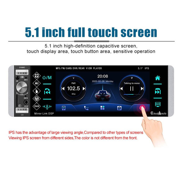 A2905 5.1 inch IPS Capacitive Screen Single Butt Carplay Player, Style: Standard