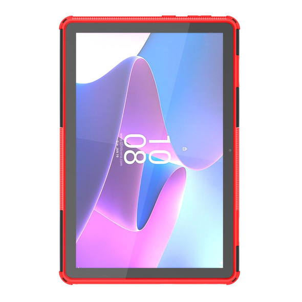 Lenovo Tab M10 3rd Gen Tire Texture TPU + PC Tablet Case with Holder(Red)