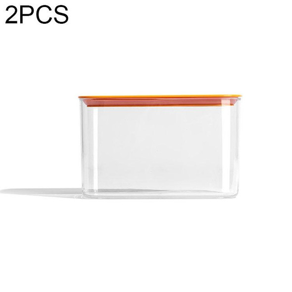 2 PCS Kitchen Transparent Sealed Cans with Lid Fresh-keeping Box, Size:Medium(Fruit Yellow)