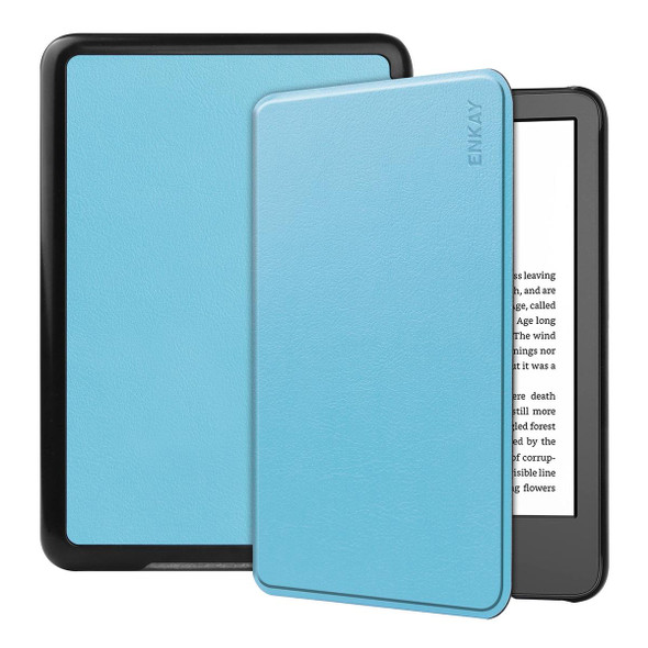 Amazon Kindle 2022 Gen11 ENKAY Custer Texture Leatherette Smart Case(Light Blue)