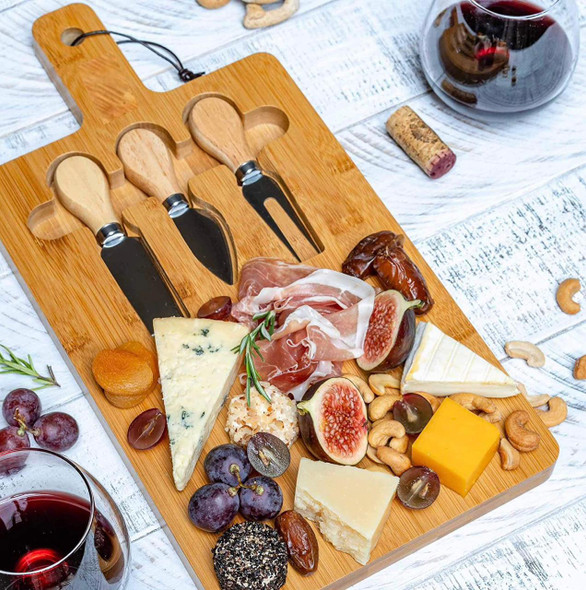 Elegant Bamboo Cheese Board & Knife Set for Entertaining