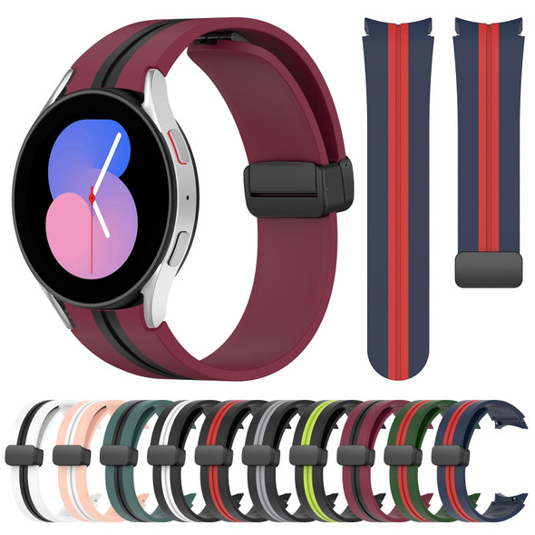 Samsung Galaxy Watch 5 44mm Folding Magnetic Clasp Silicone Watch Band(Black+Red)