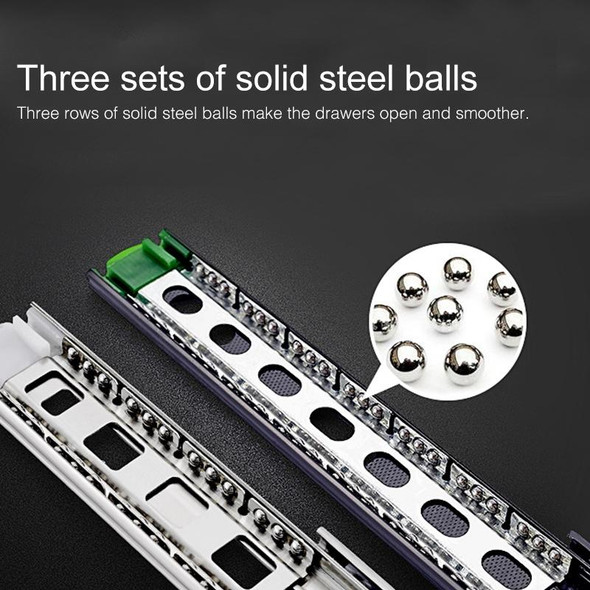 16 inches 3-section Mute Stainless Steel Sliding Drawer Slides Ball Slide Rail Length: 40cm