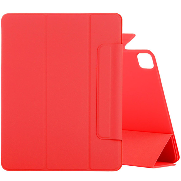 iPad Pro 12.9 inch (2020) Horizontal Flip Ultra-thin Double-sided Clip Fixed Buckle Magnetic PU Leather Tablet Case With Three-folding Holder & Sleep / Wake-up Function(Red)