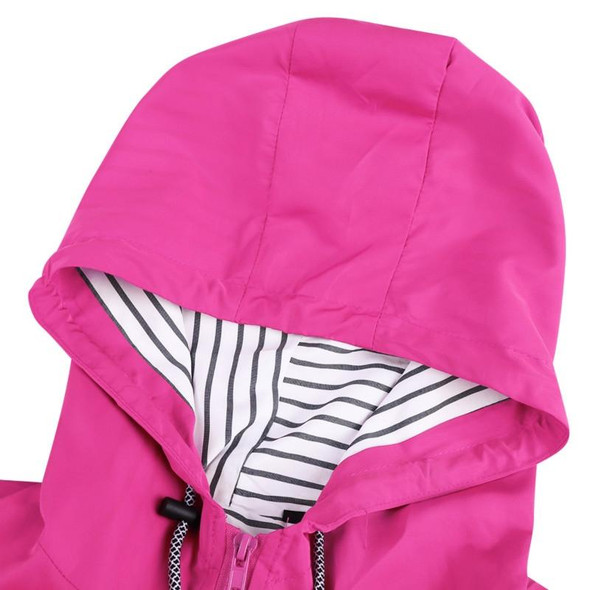 Women Waterproof Rain Jacket Hooded Raincoat, Size:XL(Red)