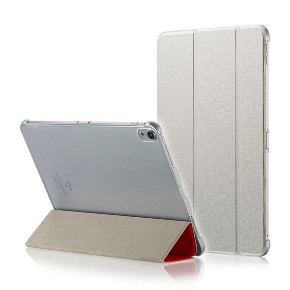 Silk Texture Horizontal Flip  Magnetic PU Leather Case for iPad Pro 12.9 inch (2018), with Three-folding Holder & Sleep / Wake-up Function(Light Grey)