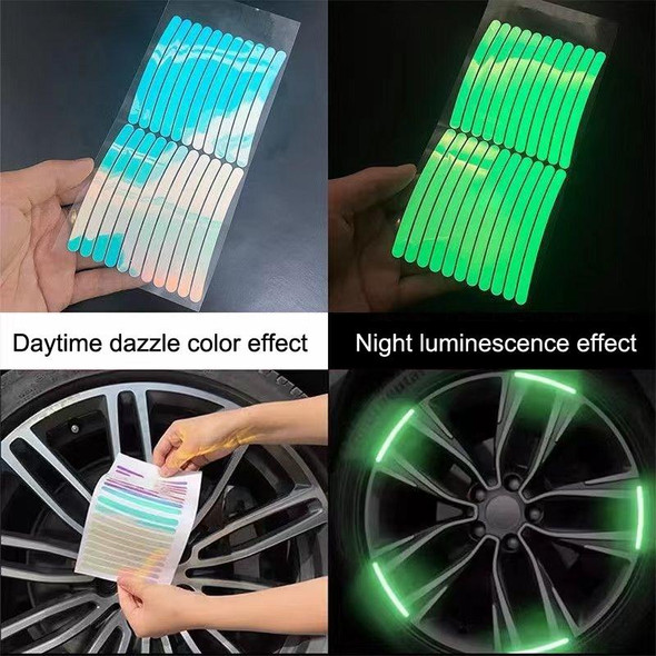 10 Sets Car Rainbow Wheel Hub Reflective Stickers Tire Luminous Warning Decoration, Color: Purity