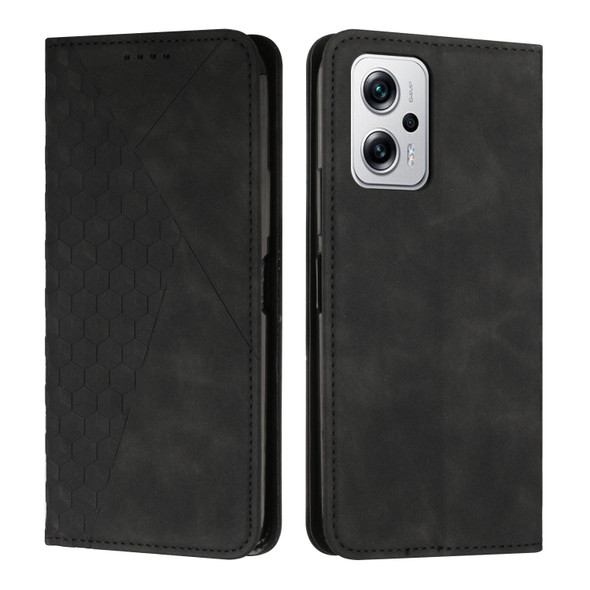 Xiaomi Redmi Note 11T Pro 5G/Note 11T Pro+ 5G/Xiaomi Poco X4 GT Diamond Splicing Skin Feel Magnetic Leather Phone Case(Black)