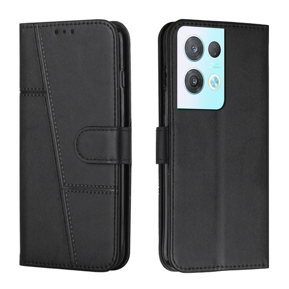 OPPO Reno8 Pro+ 5G/Reno8 Pro 5G Global Stitching Calf Texture Buckle Leather Phone Case(Black)