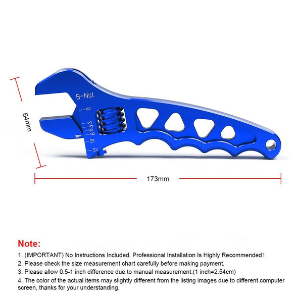Car AN3-AN12 Adjustable Aluminum Wrench Hose Fitting Tool(Blue)