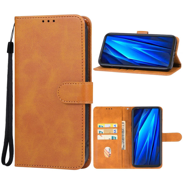 TECNO Pova 4 Leather Phone Case(Brown)