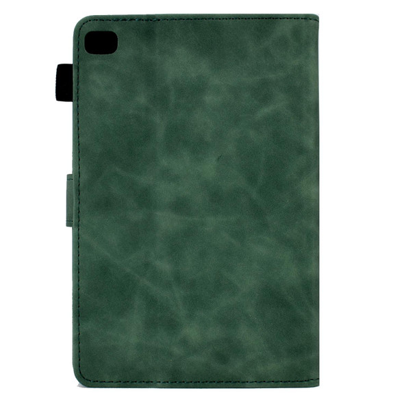 iPad mini 5/4/3/2/1 Embossed Smile Flip Tablet Leather Smart Case(Green)